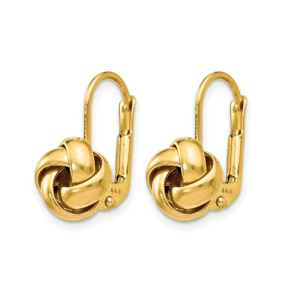 10Kt Yellow Gold Love Knot Leverback Earrings Image 2 S&E Jewelers Depew, NY