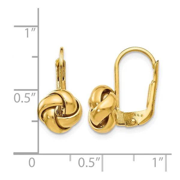 10Kt Yellow Gold Love Knot Leverback Earrings Image 3 S&E Jewelers Depew, NY
