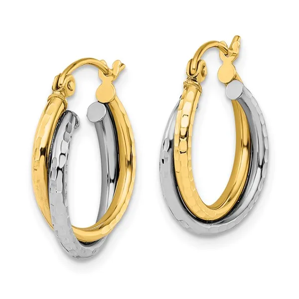 10Kt Tricolor Gold Hinged Hoop Earrings Image 2 S&E Jewelers Depew, NY