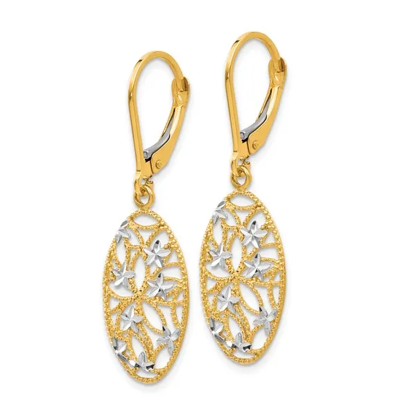 10Kt Tricolor Gold Leverback Dangle Earrings Image 2 S&E Jewelers Depew, NY