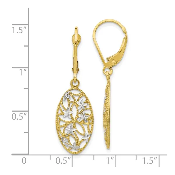 10Kt Tricolor Gold Leverback Dangle Earrings Image 3 S&E Jewelers Depew, NY