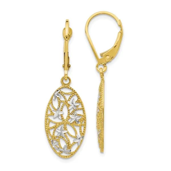 10Kt Tricolor Gold Leverback Dangle Earrings S&E Jewelers Depew, NY