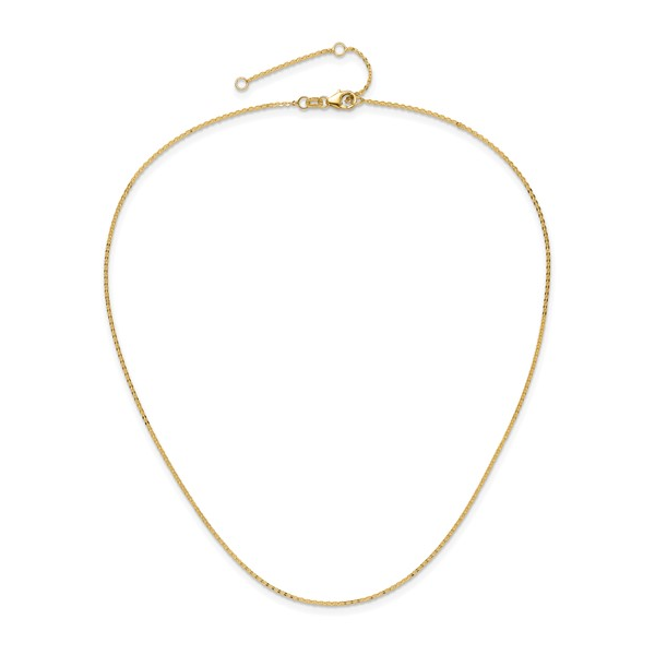 10Kt Yellow Gold Flat Cable 16+2" Adjustable Chain Image 2 S&E Jewelers Depew, NY