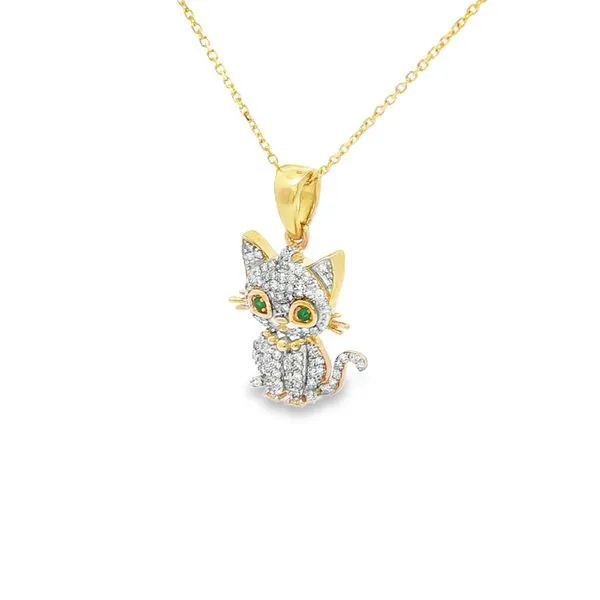 14Kt Yellow Gold Diamond Cat Charm Image 2 S&E Jewelers Depew, NY
