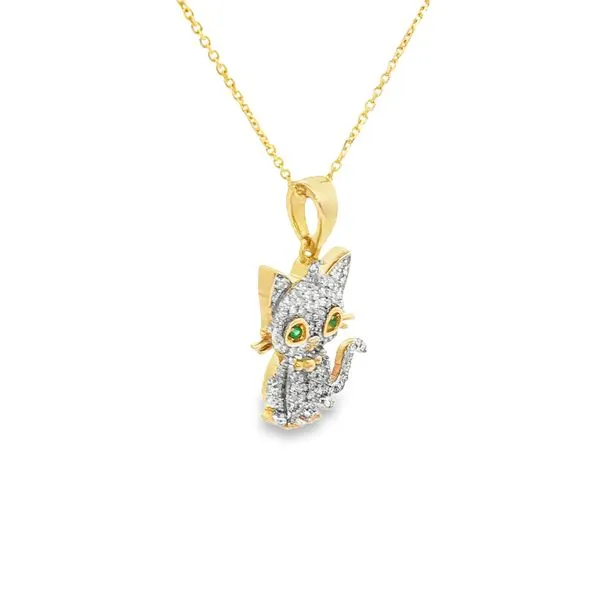14Kt Yellow Gold Diamond Cat Charm Image 4 S&E Jewelers Depew, NY