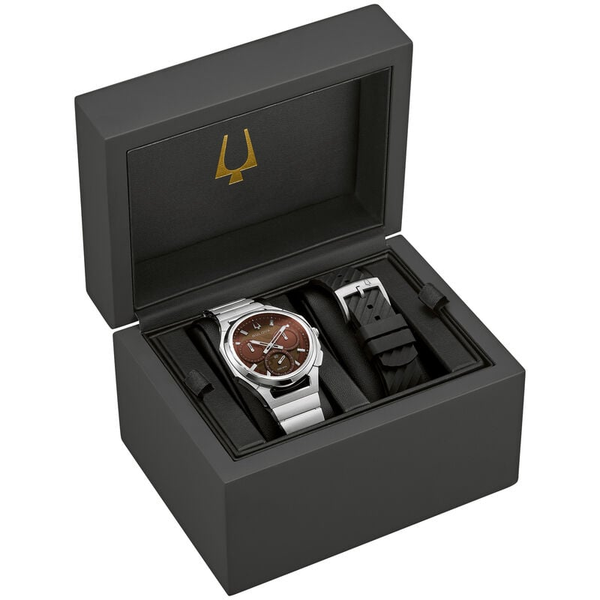 Men's Brown Stainless Steel Bulova Watch Image 4 S&E Jewelers Depew, NY