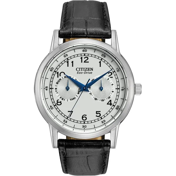 Eco-Drive Silver Dial Black Leather Men's Watch S&E Jewelers Depew, NY
