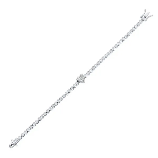 Sterling Silver Heart and Round CZ Tennis Bracelet Image 2 S&E Jewelers Depew, NY