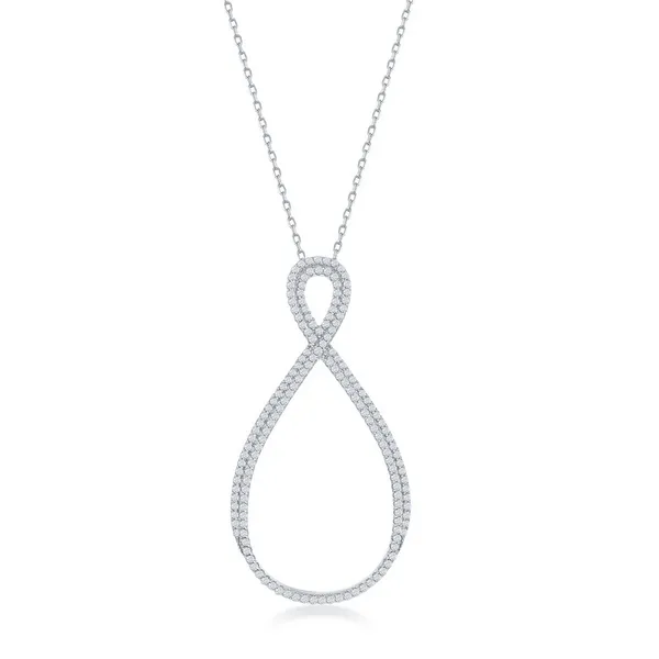 Sterling Silver Open Pear-Shaped Infinity Necklace S&E Jewelers Depew, NY