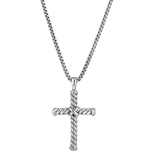 Sterling Silver Twisted Cross Box Chain Necklace S&E Jewelers Depew, NY