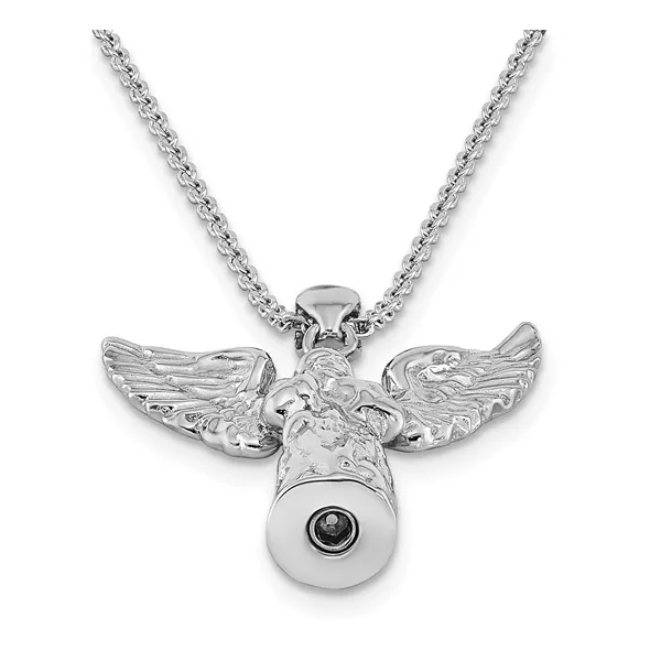 Sterling Silver Rhodium-plated Angel Ash Necklace Image 2 S&E Jewelers Depew, NY