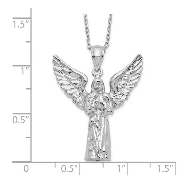 Sterling Silver Rhodium-plated Angel Ash Necklace Image 3 S&E Jewelers Depew, NY