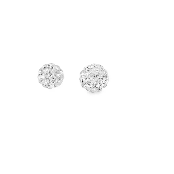 Crystal White Sterling Silver Stud Earrings Image 3 S&E Jewelers Depew, NY