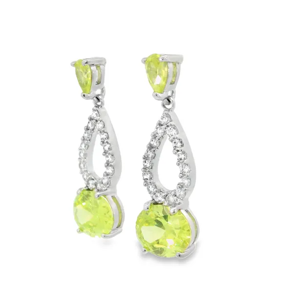 Sterling Silver Peridot & Cubic Zirconia Earrings Image 3 S&E Jewelers Depew, NY