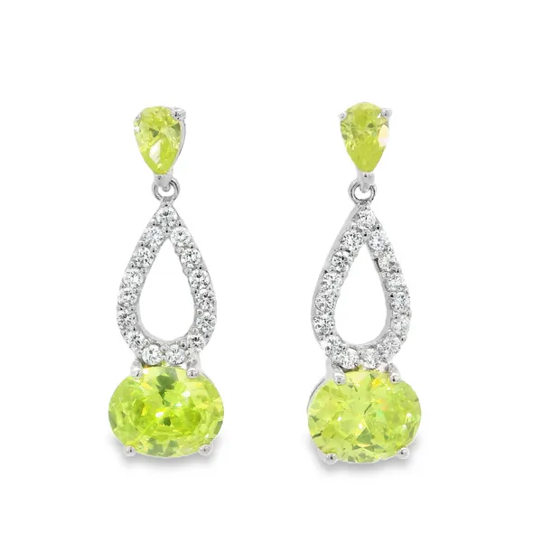 Sterling Silver Peridot & Cubic Zirconia Earrings S&E Jewelers Depew, NY