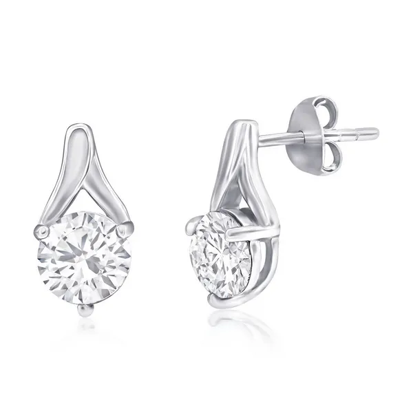 Sterling Silver Round 6MM White Topaz Earrings S&E Jewelers Depew, NY