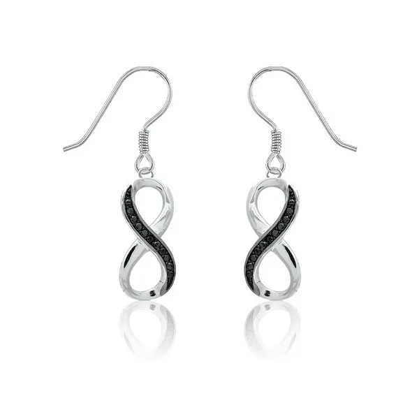 Sterling Silver Black Diamond Infinity Earrings S&E Jewelers Depew, NY