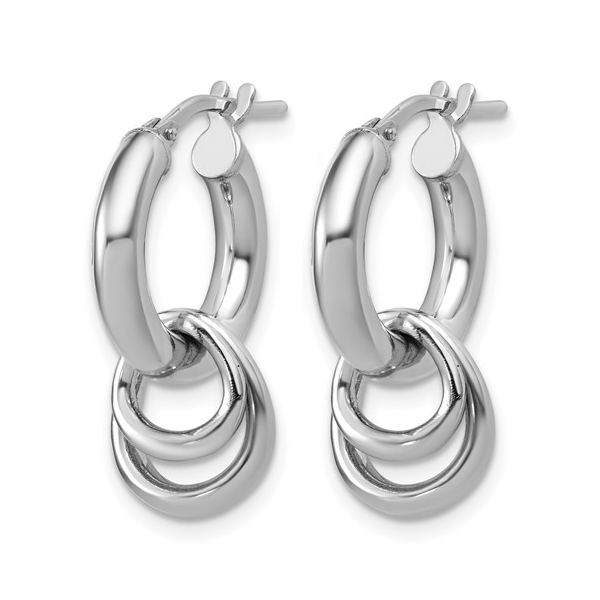 Women's Sterling Silver Circle Dangle Hoop Earrings Image 2 S&E Jewelers Depew, NY