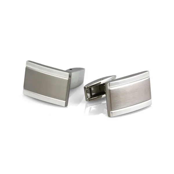 Satin Center Rectangle Cufflinks with Polished Edges S&E Jewelers Depew, NY