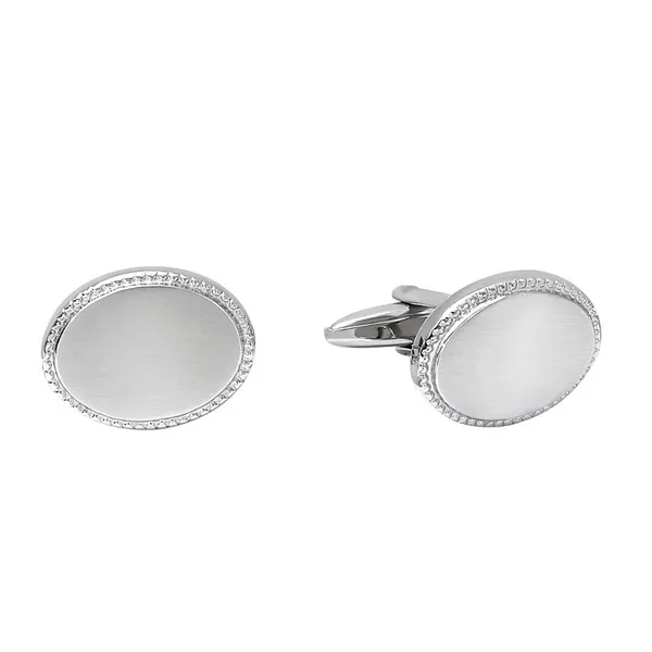 Satin Oval Cufflinks with Beaded Edge S&E Jewelers Depew, NY