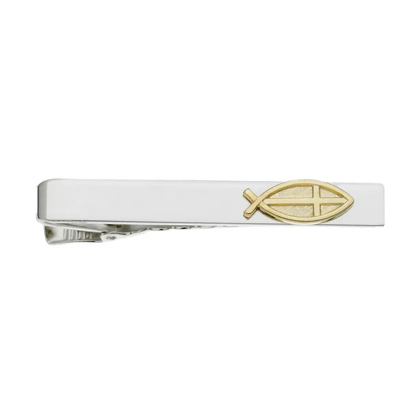 Christian Fish Rhodium Tie Bar S&E Jewelers Depew, NY