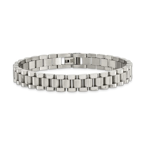 Men's Stainless Steel Brushed & Polished Link Bracelet Image 3 S&E Jewelers Depew, NY