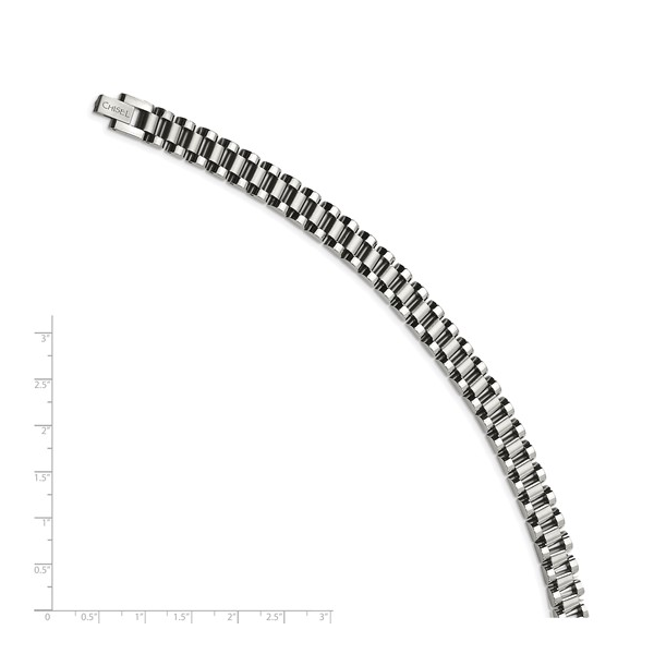 Men's Stainless Steel Brushed & Polished Link Bracelet Image 4 S&E Jewelers Depew, NY