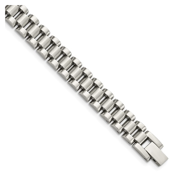 Men's Stainless Steel Brushed & Polished Link Bracelet S&E Jewelers Depew, NY