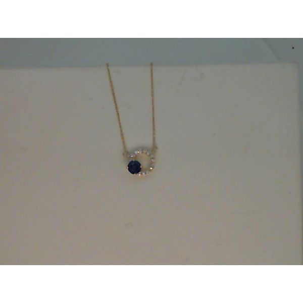 14KT. YELLOW GOLD 0.08CTDW 0.22CTGW BLUE SAPPHIRE AND DIAMOND NECKLACE 18