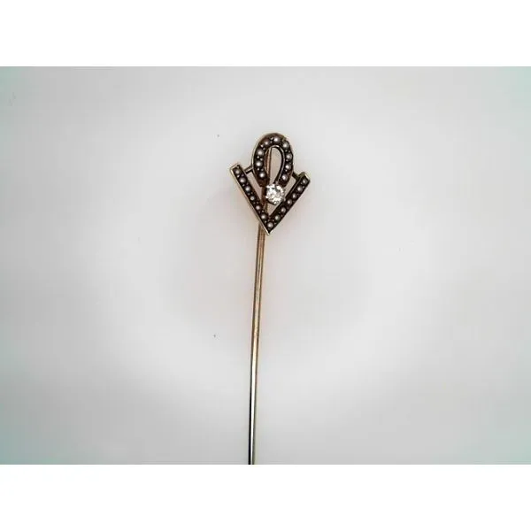 14kt Yellow Gold Pin with Seed Pearls and Rhinestone Sather's Leading Jewelers Fort Collins, CO