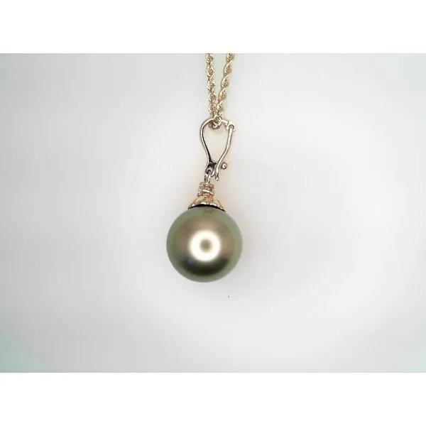 14Kt Yellow Gold Pendant/Enhancer with Tahitian Pearl Sather's Leading Jewelers Fort Collins, CO