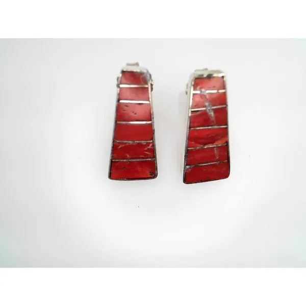 Sterling Silver Red Coral Inlay Earrings Sather's Leading Jewelers Fort Collins, CO