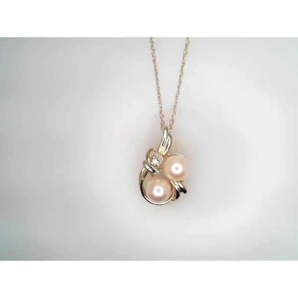Cultured Pearl and Diamond Pendant in 14Kt Yellow Gold Sather's Leading Jewelers Fort Collins, CO