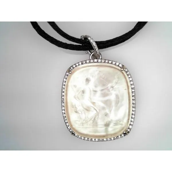 14kt White Gold Diamond and Carved Mother of Pearl Doublet Bracelet Sather's Leading Jewelers Fort Collins, CO