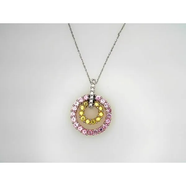14Kt White/Rose Gold Pendant with Diamonds and Colored Gems Sather's Leading Jewelers Fort Collins, CO