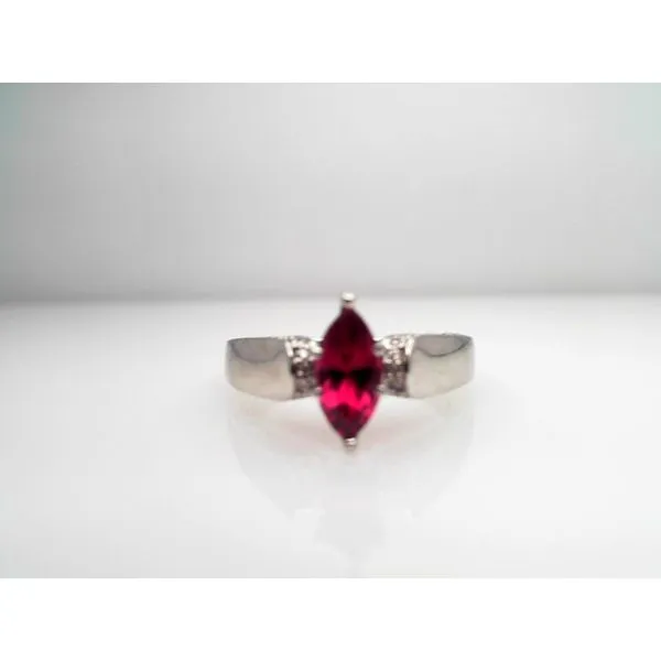 14Kt White Created Ruby Diamond Ring Sather's Leading Jewelers Fort Collins, CO