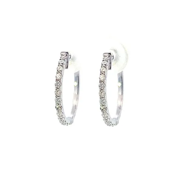 14K White Gold Diamond Hoop Earrings Image 2 Sausalito Jewelers, Inc Sausalito, CA
