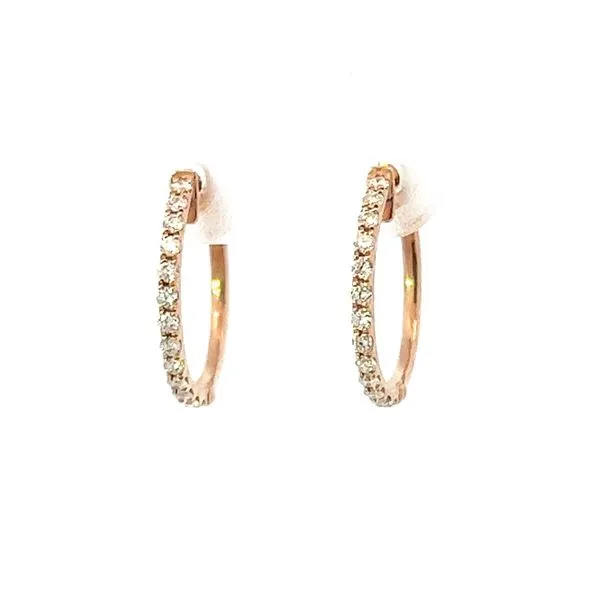 14K Rose Gold Diamond Hoop Earrings Image 2 Sausalito Jewelers, Inc Sausalito, CA