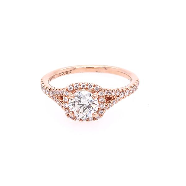 14K Rose Gold Split Shank Diamond Engagement Ring (0.88ctw) Saxons Fine Jewelers Bend, OR