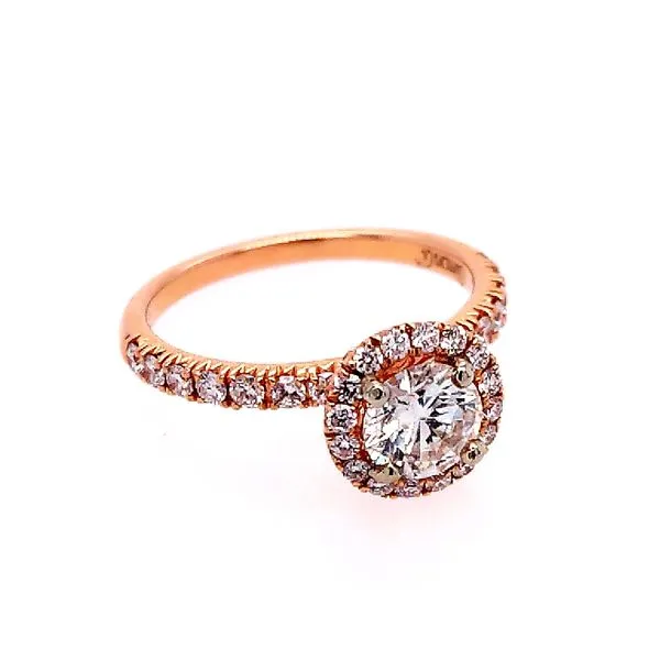 18K Rose Gold Diamond Halo Engagement Ring (1.16ctw) Saxons Fine Jewelers Bend, OR