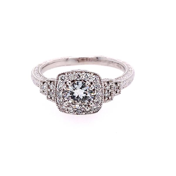 Vintage Style Diamond Halo Ring Saxons Fine Jewelers Bend, OR