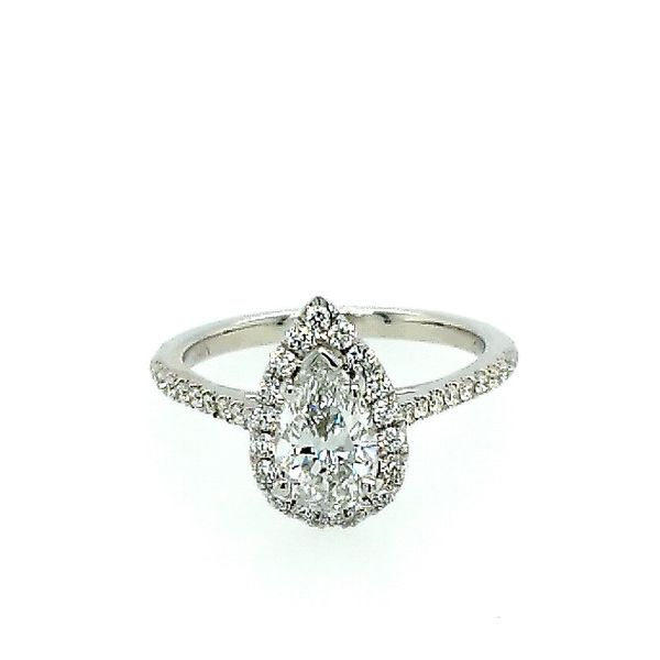 Pear Shaped Diamond with Halo Engagement Ring Saxons Fine Jewelers Bend, OR
