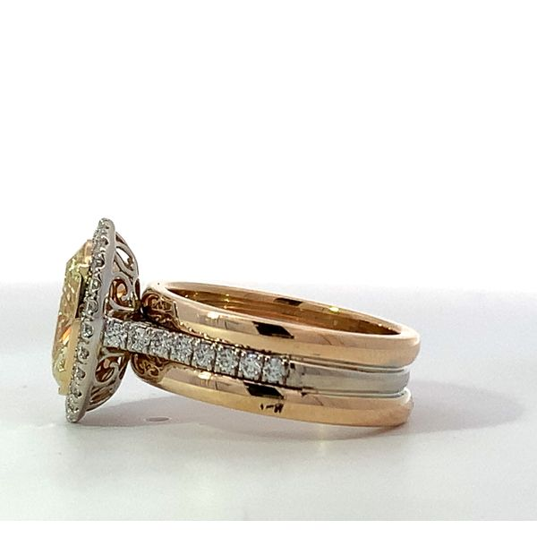 Yellow Oval Diamond Halo Twisted Diamond Shank Ring Image 5 Saxons Fine Jewelers Bend, OR