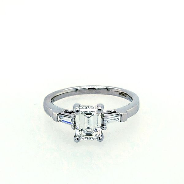 Saxons Custom Designed Emerald Cut Diamond with Tapered Baguettes Saxons Fine Jewelers Bend, OR