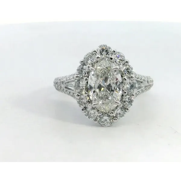 JB Star Platinum Oval Diamond with Tapered Baguettes Saxons Fine Jewelers Bend, OR