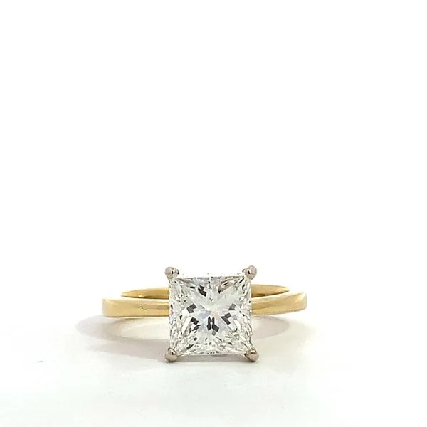 18 Karat Yellow Gold/White Gold Princess Cut Diamond Solitaire Ring Saxons Fine Jewelers Bend, OR