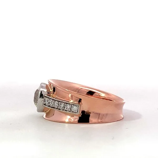 Simon G. 18 Karat Rose Gold/White Gold Euro Cut Diamond Bezel Set Ring Image 2 Saxons Fine Jewelers Bend, OR