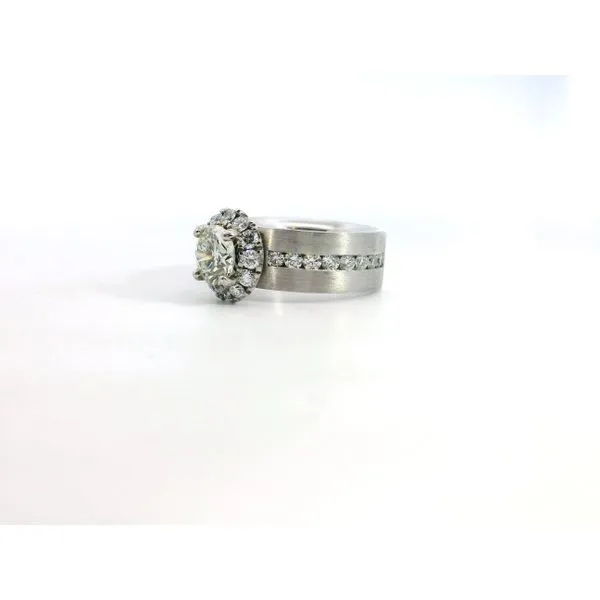 Gabriel & Co. 14 Karat White Gold Diamond Halo Flat Band Channel Set Image 3 Saxons Fine Jewelers Bend, OR