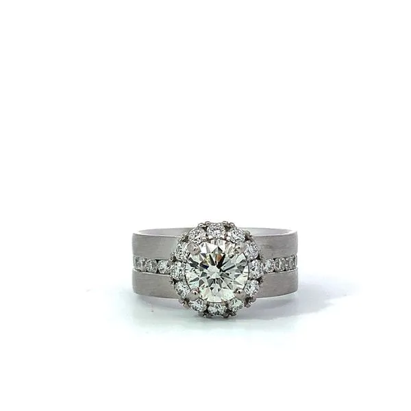 Gabriel & Co. 14 Karat White Gold Diamond Halo Flat Band Channel Set Image 5 Saxons Fine Jewelers Bend, OR