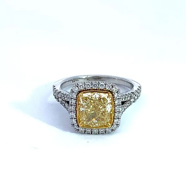 Fancy Yellow Cushion Cut Diamond Ring Saxons Fine Jewelers Bend, OR